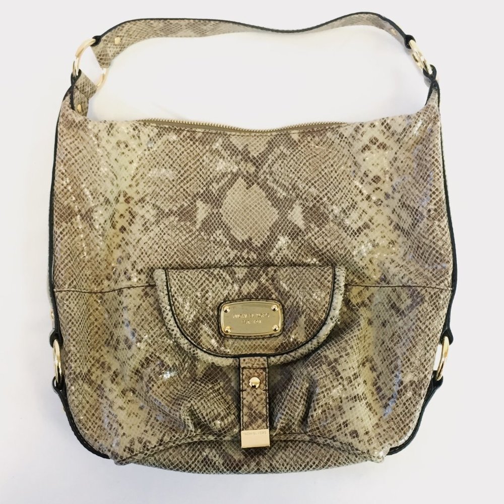 MICHAEL KORS Fulton Hobo Snakeskin Shoulder Bag